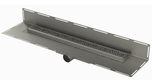 LIMATEC - Caniveau avec remontée murale Rivage à garnir en acier inox pour douche  italienne, cuve de dimensions 900x70mm, de profondeur 25mm, Evacuation  orientable D50mm réf. RG90MG