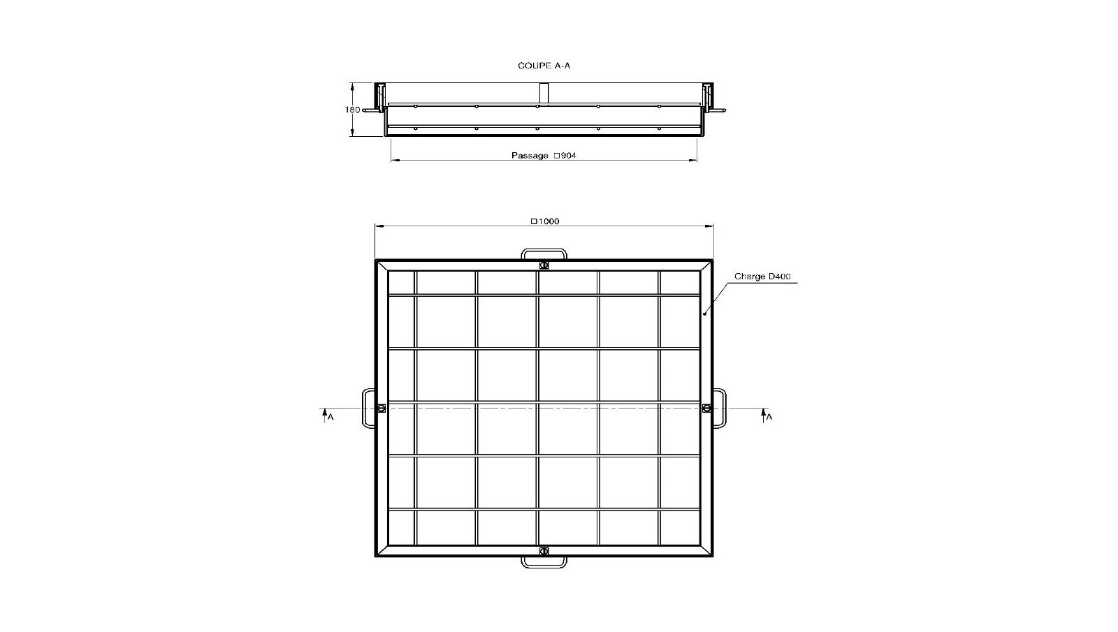 Schéma - TSKG100E - Access cover for paving 1000x1000