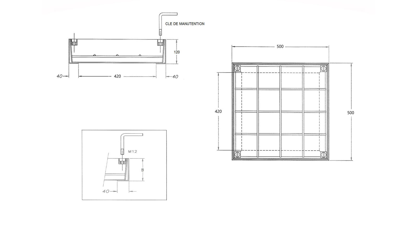 Schéma - TSAP50 - Access cover for paving 500x500