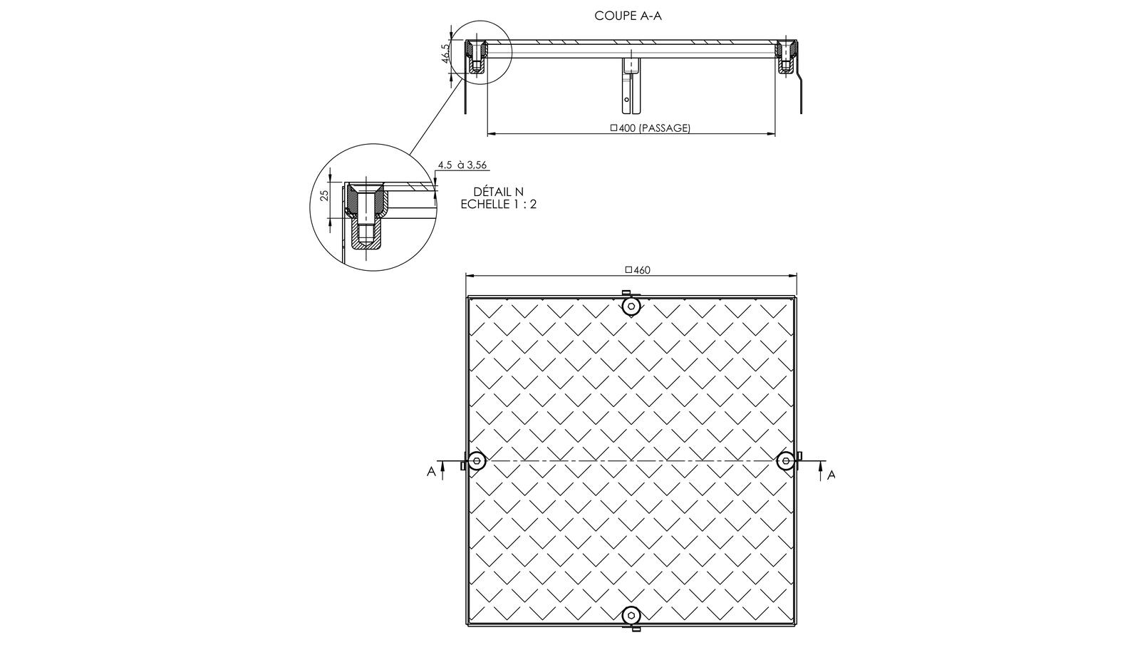 Schéma - TSIC40 - Manhole cover 460x460 mm